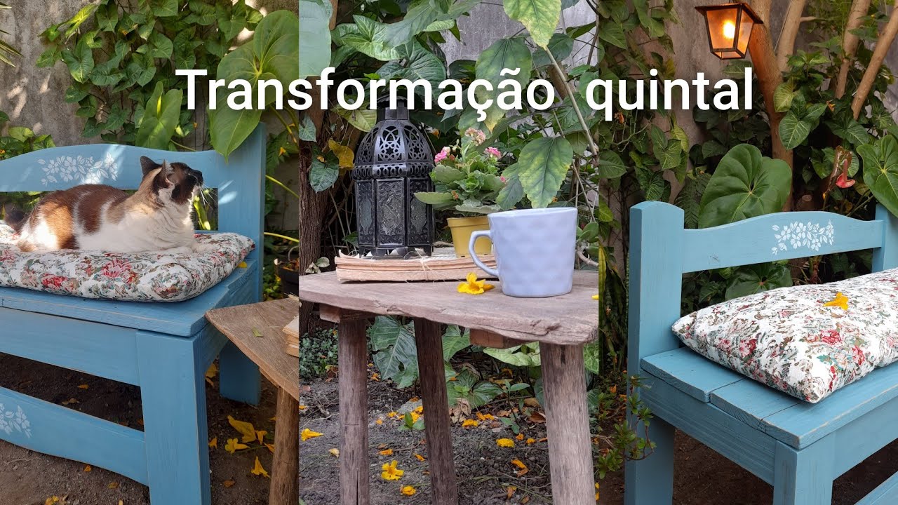 DIY Transformação de quintal abandonado ep.01  - fizemos um banco + decoração realista