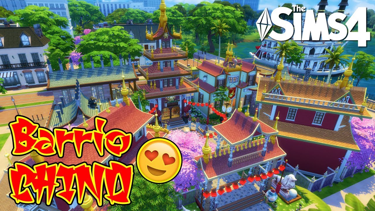 ¡Barrio Chino con Restaurante y Tiendas! 😍⛩️🐼 Los Sims 4 Speed Build (China Town)