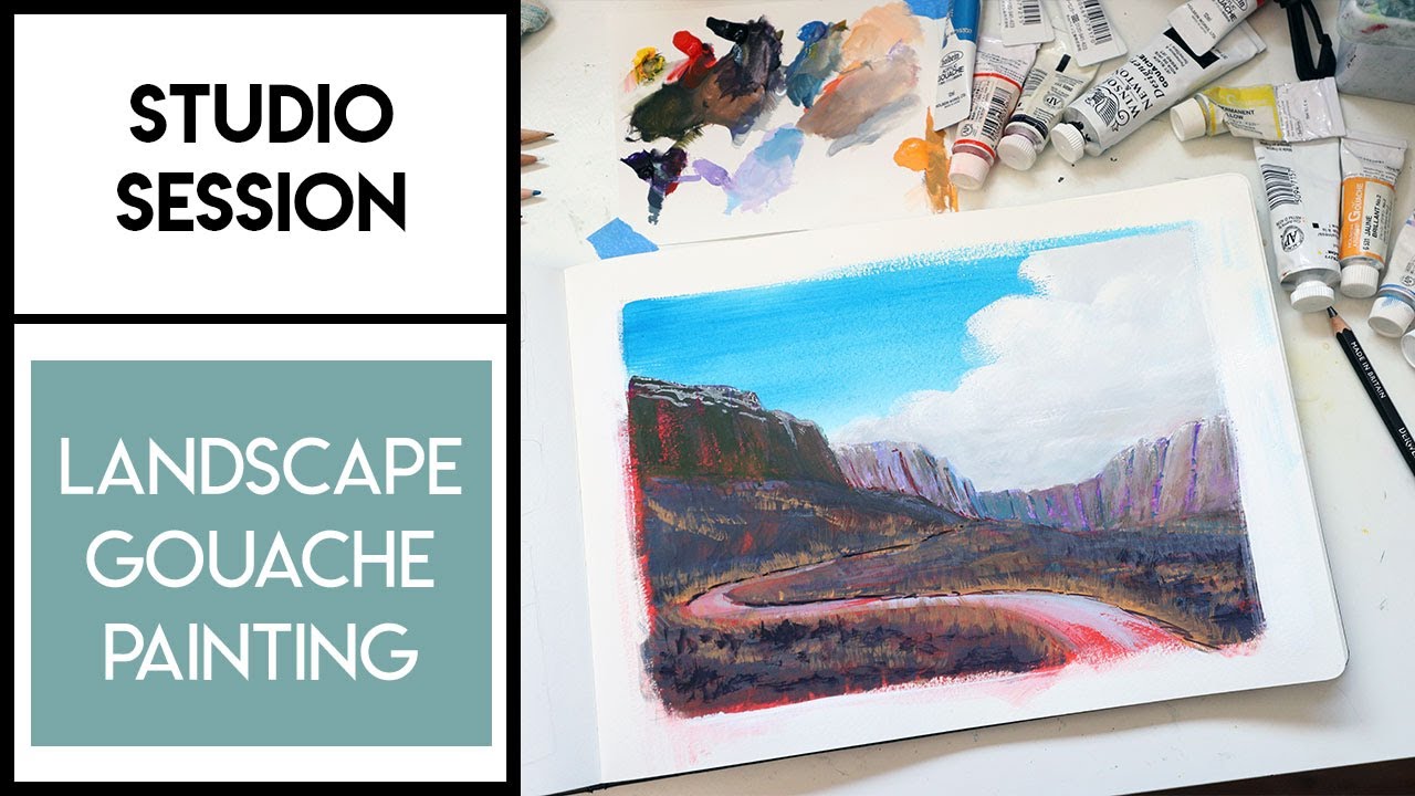 Gouache Landscape Painting ✶ Testing Acrylic Gouache as an underpainting