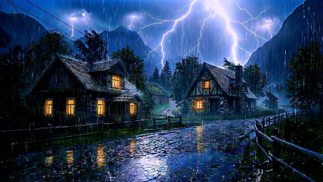 Rain and Thunderstorm Sounds to Fall Asleep Fast 🌧️ Powerful Rain & Thunder All Night
