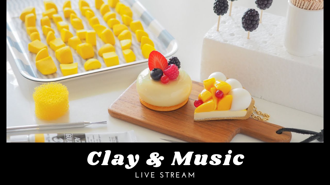 【🔴LIVE 🎧BGM Only】ブラックベリー＆マンゴー作業配信♪ | Clay Art | Work/Study With Me♪