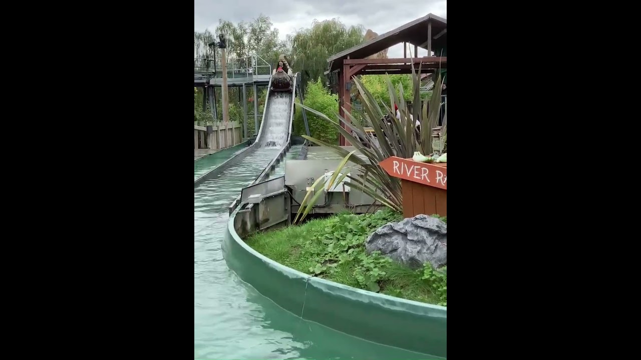 Chessington River Rapids mini log flume ride, Chessington World of Adventures, theme park U.K.