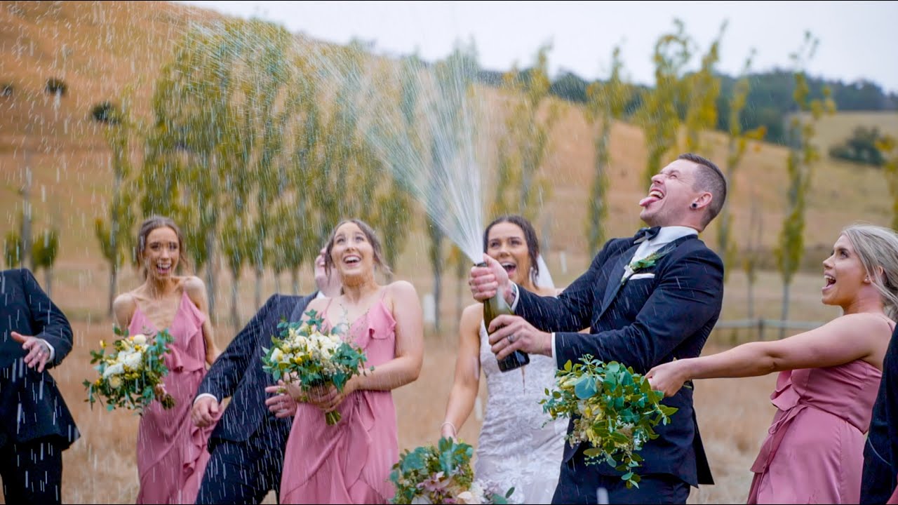 An EPIC Tasmanian wedding. Groom arrives by Helicopter!