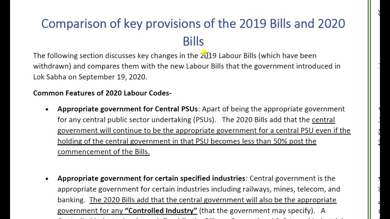 labor laws - new labor code bill 2020 in Telegu for all competitive exams