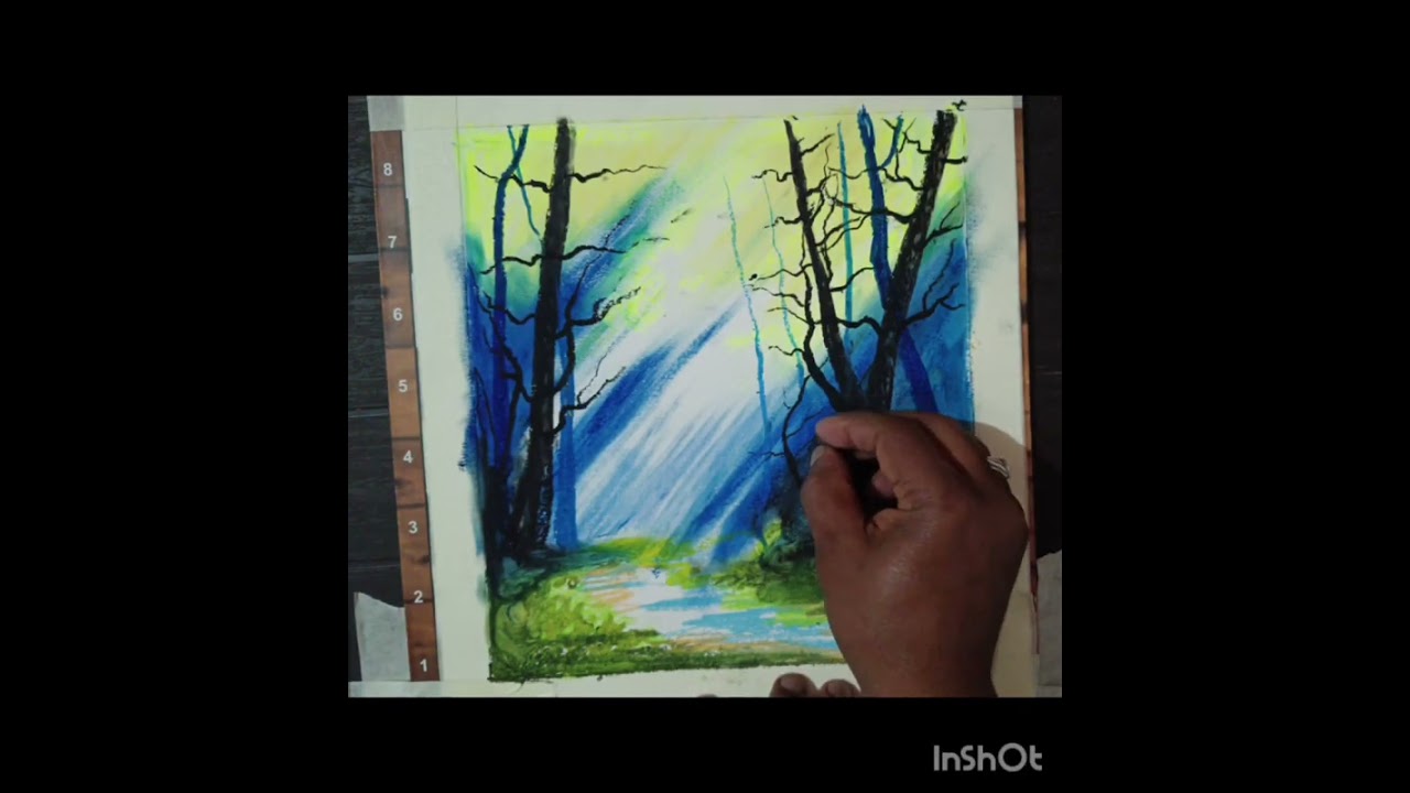 🎨🖌️Nature drawing with oil Pastels 🎨🖌️