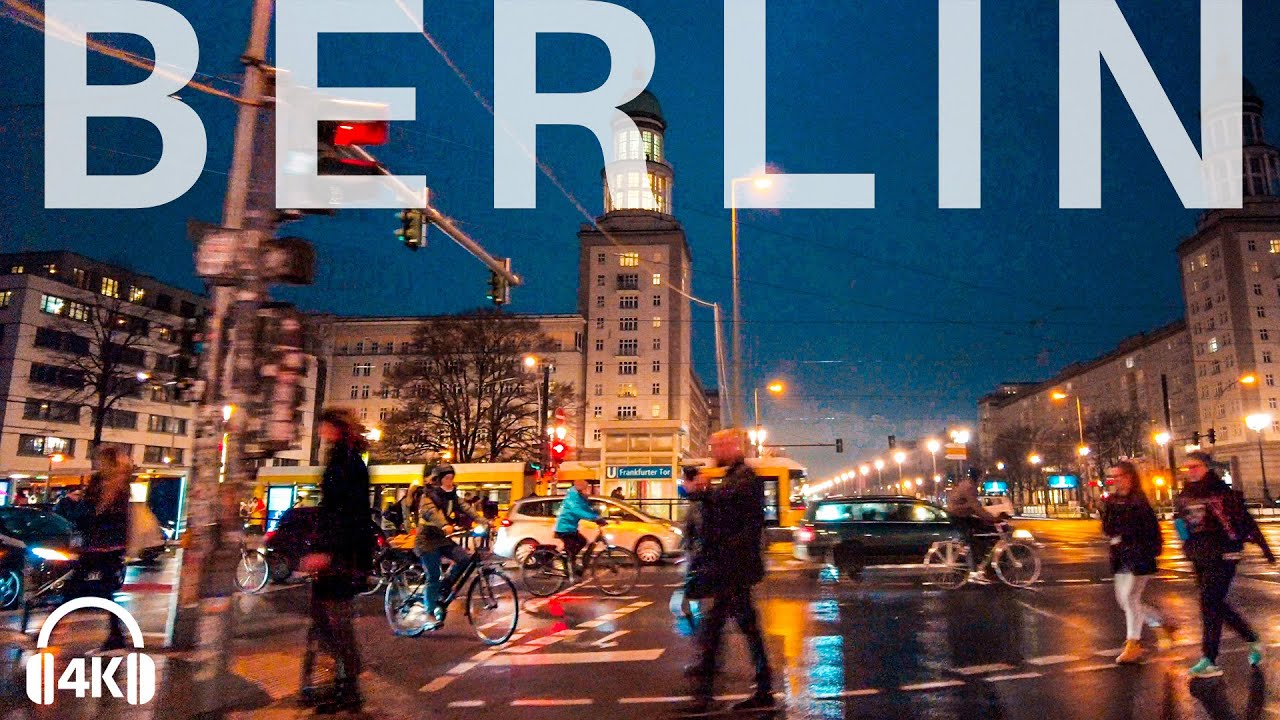 Berlin Night Walk in Friedrichshain, Frankfurter Tor to Warschauer Straße 2021 4K