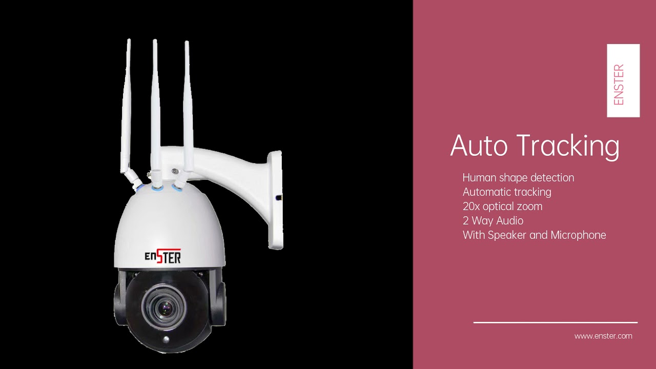 ENSTER Outdoor 3G 4G LTE SIM Card Auto Tracking 20X Optical Zoom PTZ Wireless IP Camera
