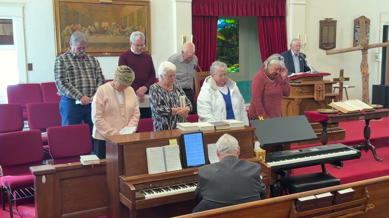 Pisgah Baptist Church Sunday morning with lots of snow and ice. Earl Wallace preaching. 