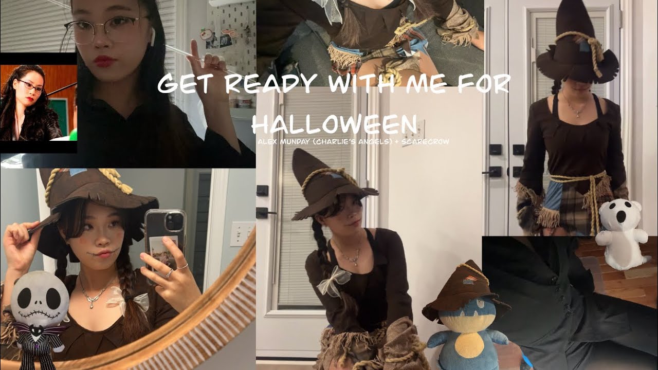 GRWM for HALLOWEEN 🎃 |Charlie’s Angles, Scarecrow 🐦‍⬛, Makeup Tutorial 💋