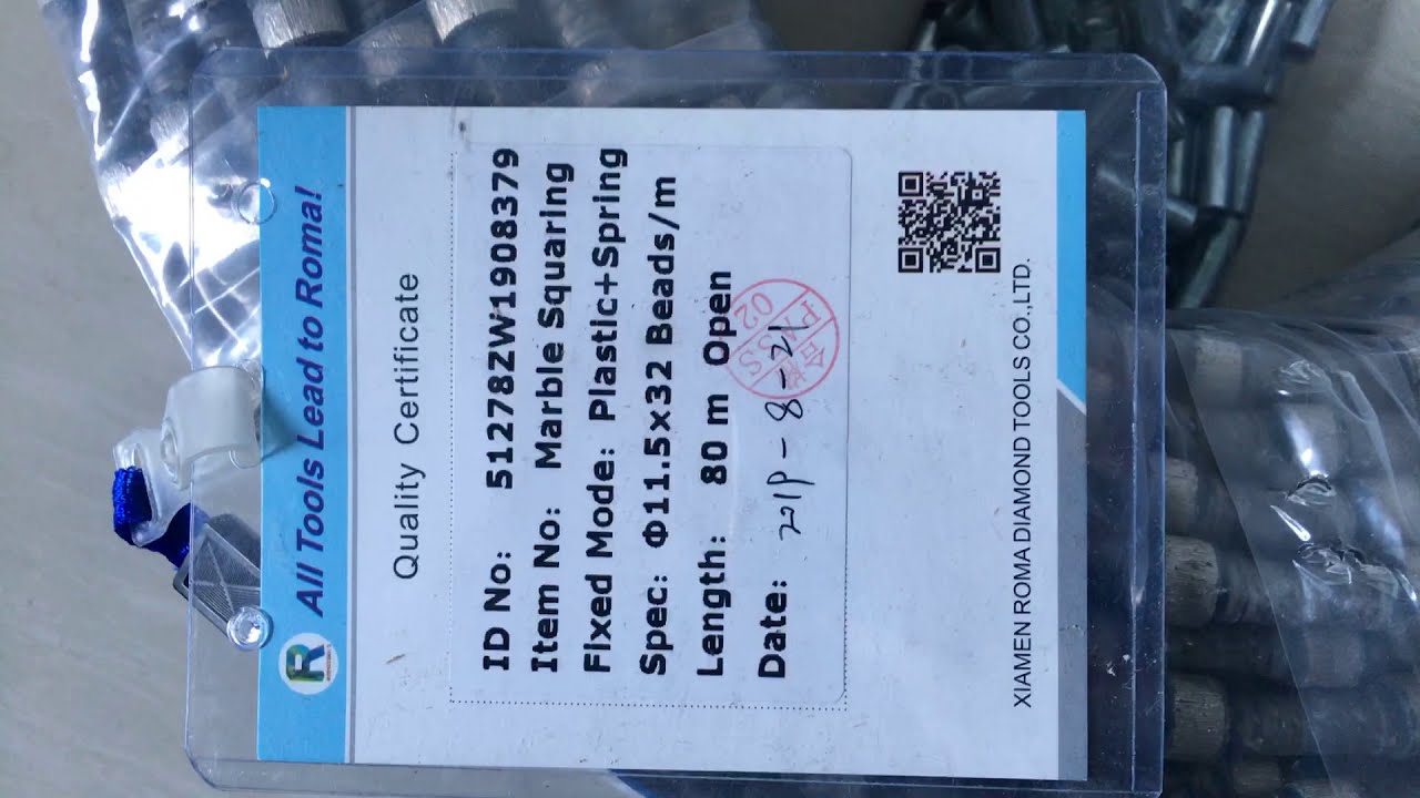 11.5mm 32beads diamond wire rope fixed by plastic and spring for Marble squaring quarry quarrying