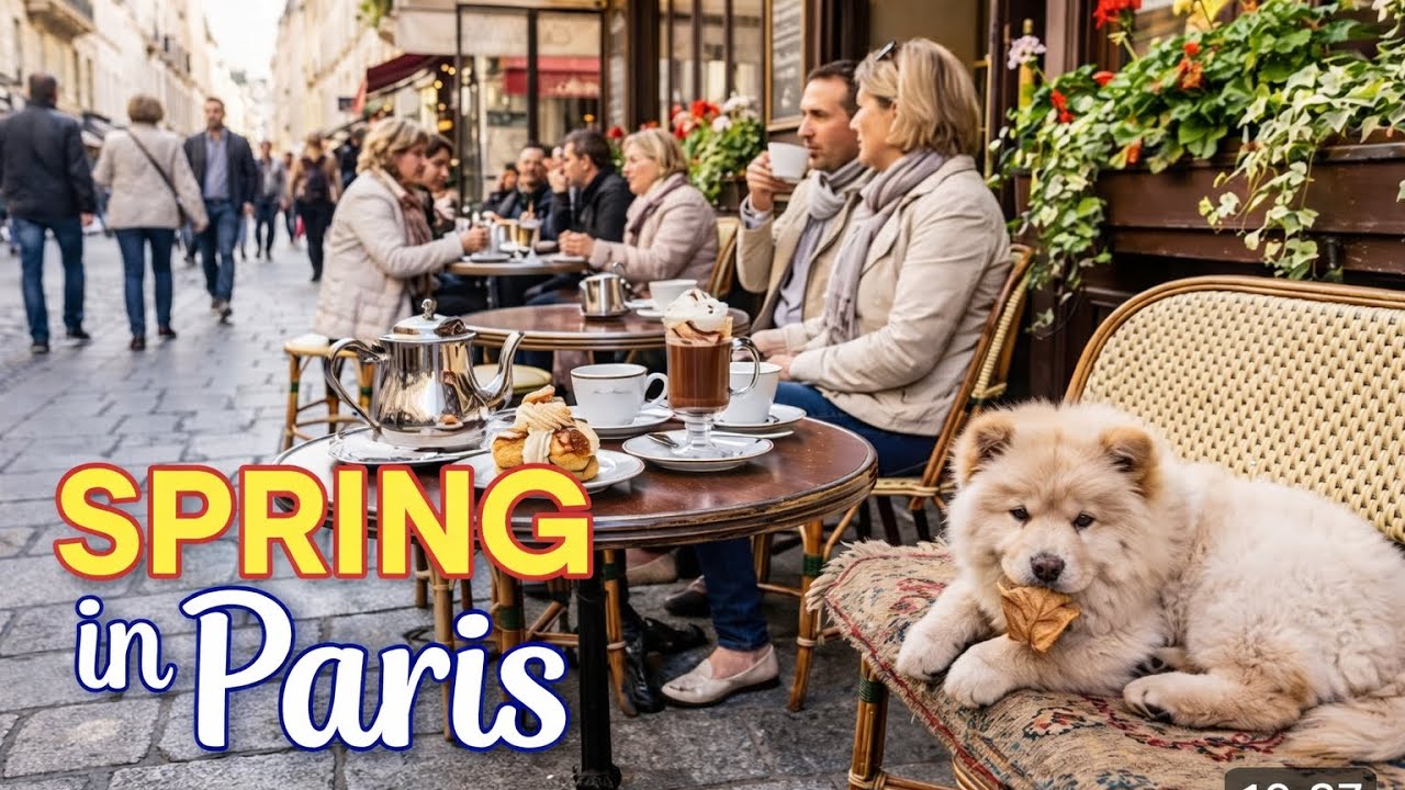 Spring in Paris 🇫🇷 | Beautiful Caf&eacute;s, Street Life & Paris Walking Tour 4K 3 April 2026