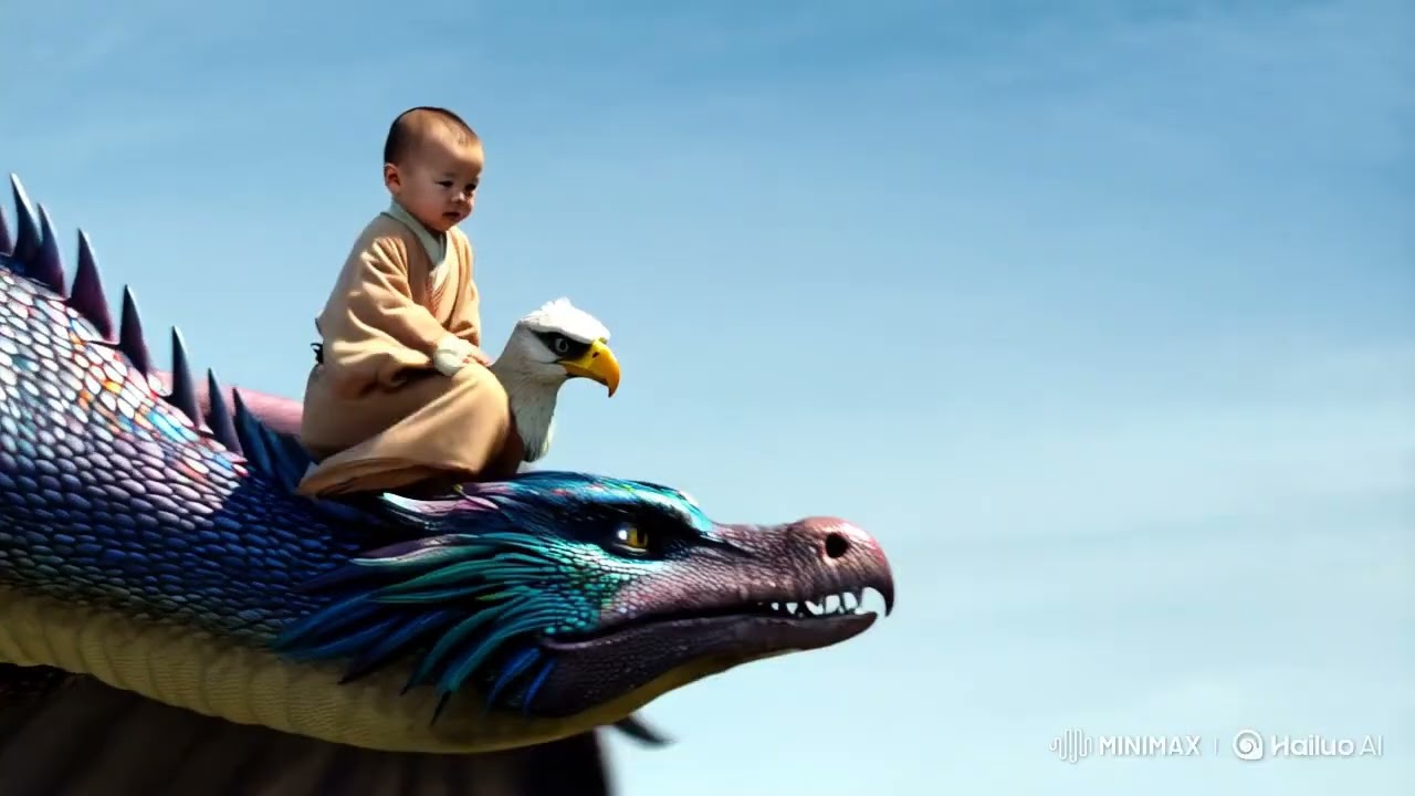 Dragon attack eagle carrying a baby