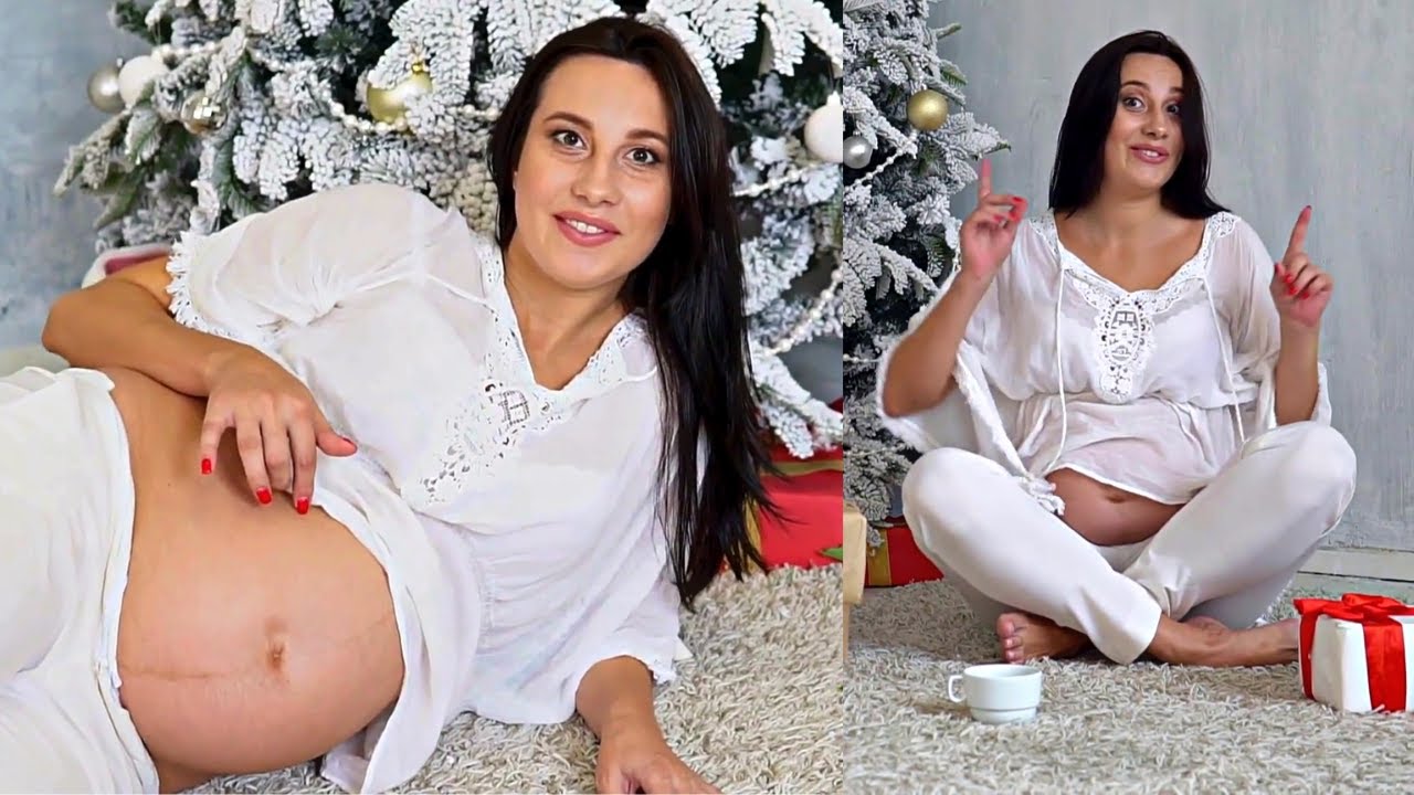 Christmas Special Pregnancy Photoshoot Highlighting Pregnant Belly | Maternity Poses Ideas