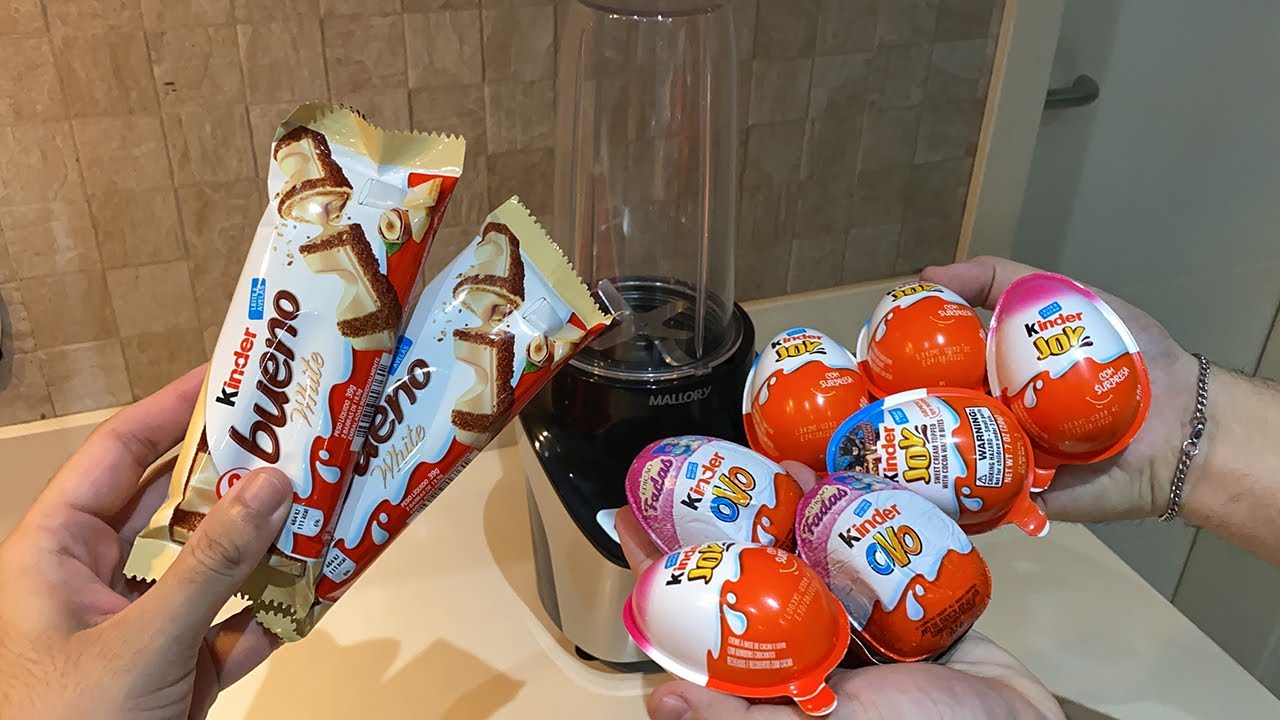 FIZ UM MEGA MILKSHAKE COM TODOS OS CHOCOLATES KINDER DO MERCADO. (Ficou bom?)