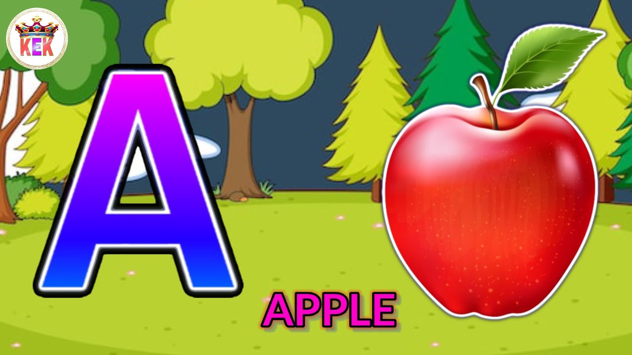 A — яблоко 🍎, b — мяч ⚽, angreji ki abcd, full abcd video, KEK, cartoon wali abcd,