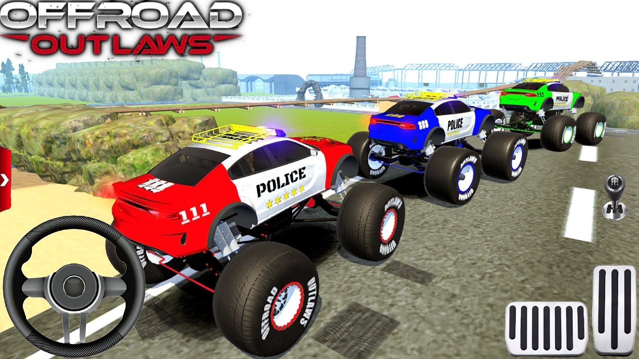 Forajidos Todoterreno Tres Policías Super🏎️Coches en Juego | Three Players Gameplay.