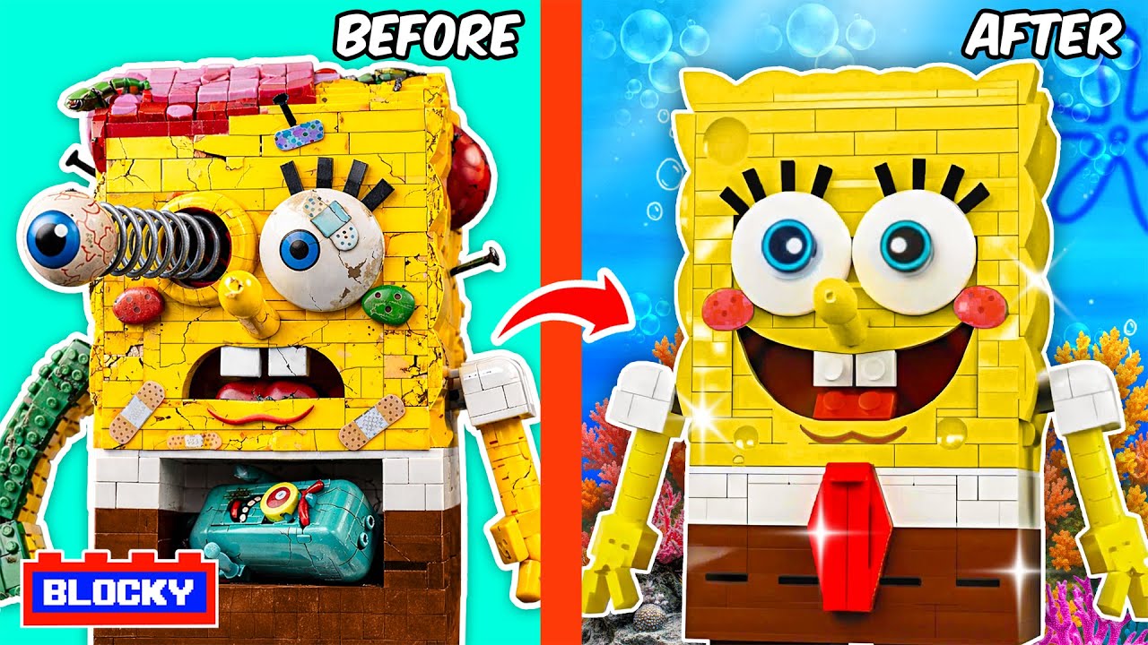 Encontré un Lego de Bob Esponja roto y lo arreglé | Blocky Bricks ESP