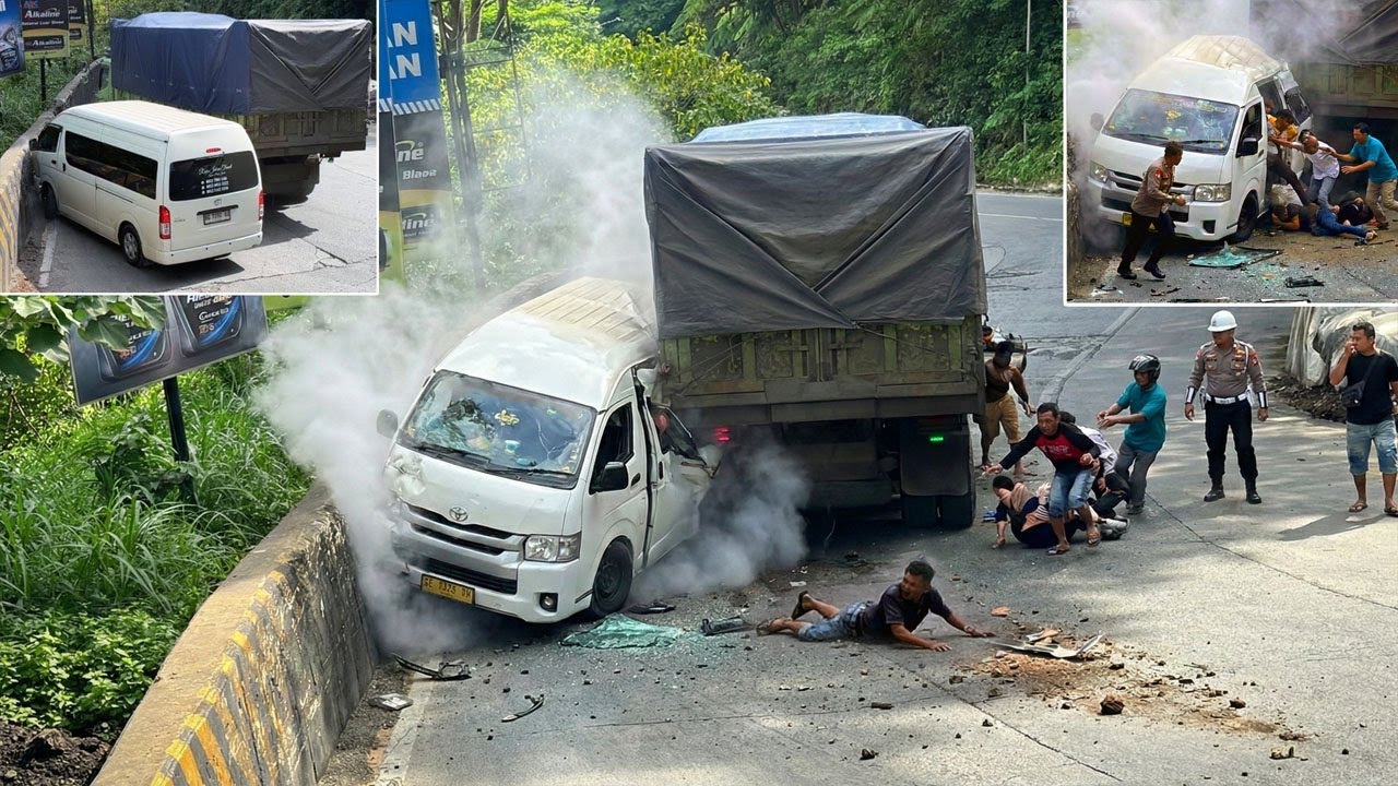 NGERI !!! TEREKAM SANGAT JELAS, Detik Detik Mobil Travel Rem Blong Hantam Truk di Sitinjau Lauik