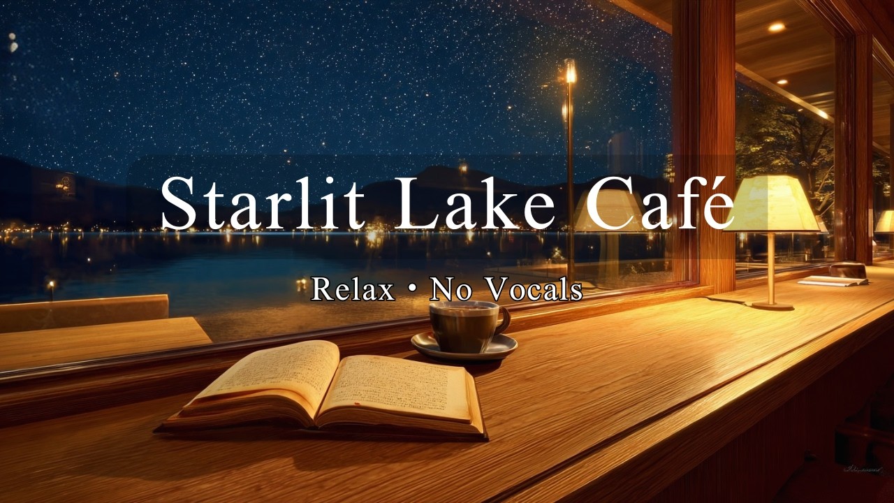 Starlit Lake Café 🌌☕ Soft Piano for Reading, Relaxing & Sleep | No Vocals