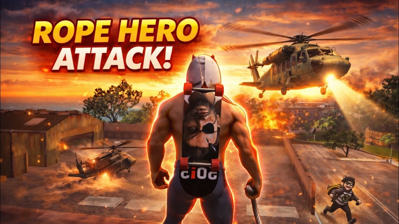 Rope hero attack in military force to catch helicopter 