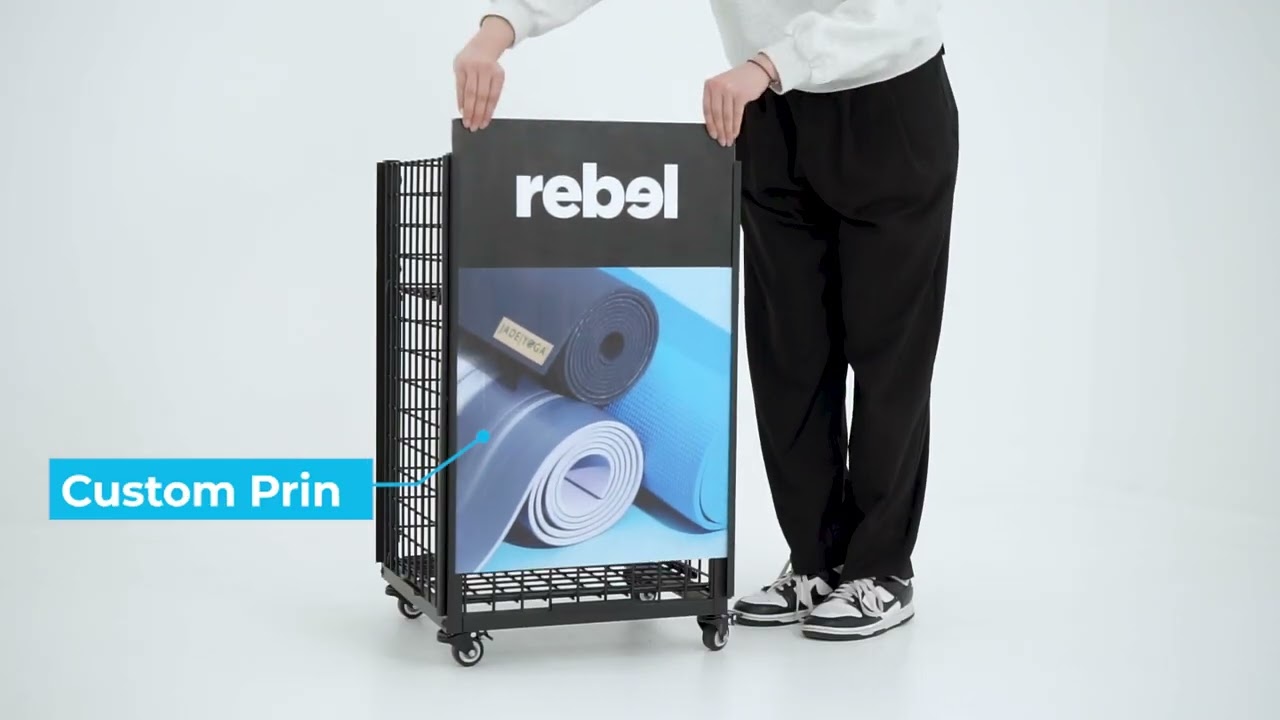 Square Dump Bin Display Stand with Wheels – Mobile Retail Fixture