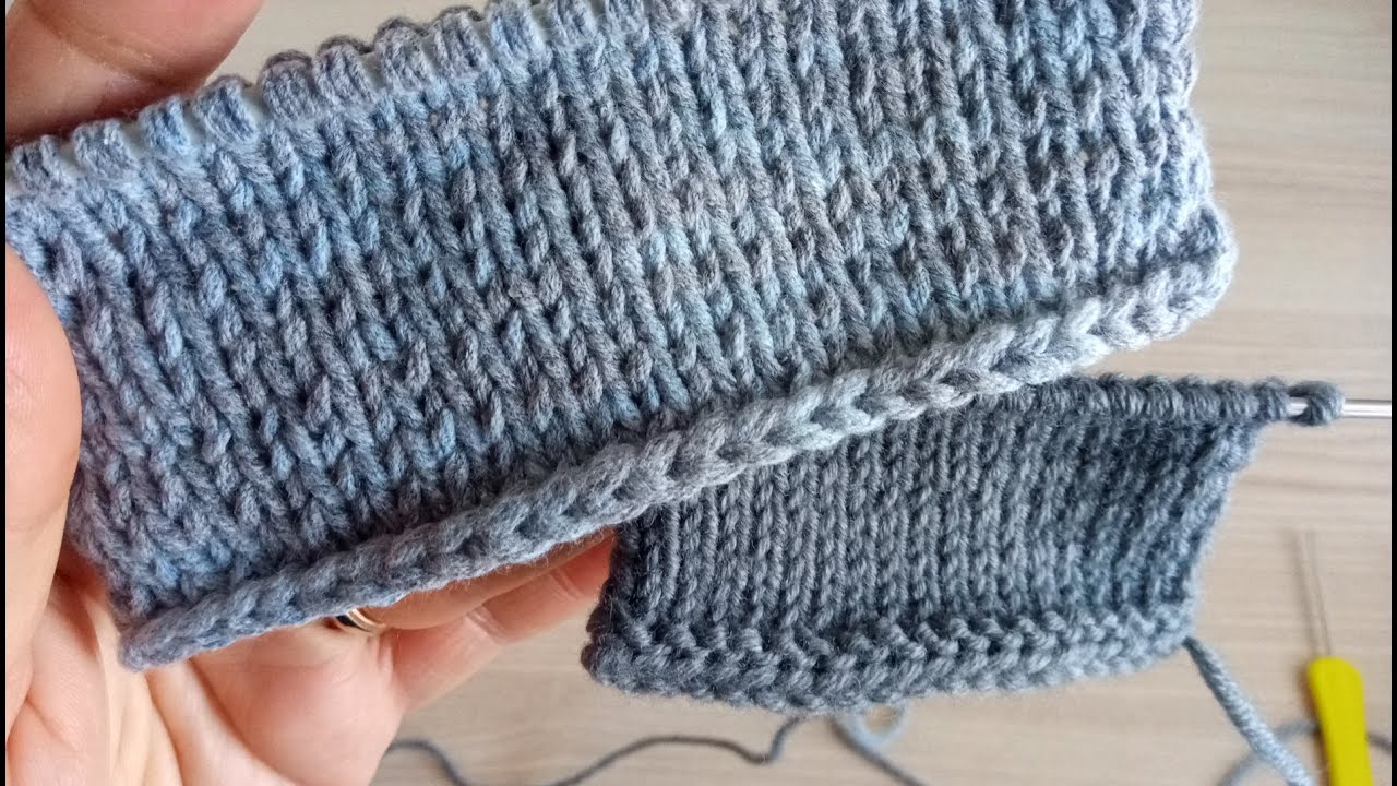 Avvio maglie che impedisce al bordo di deformarsi e arrotolarsi, lavoro a maglia