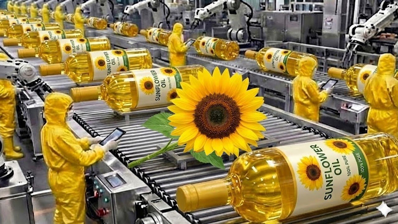 Inside the Largest Sunflower Oil Factory | From Raw Seeds to Bottled Oil (Full Process)