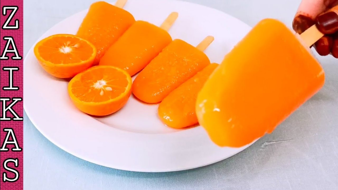 🌺Orange Popsicle | Only 3 Ingredients Orange Lolly Ice Cream Recipe |🍊Popsicles | by Zaika Kitchen🌹