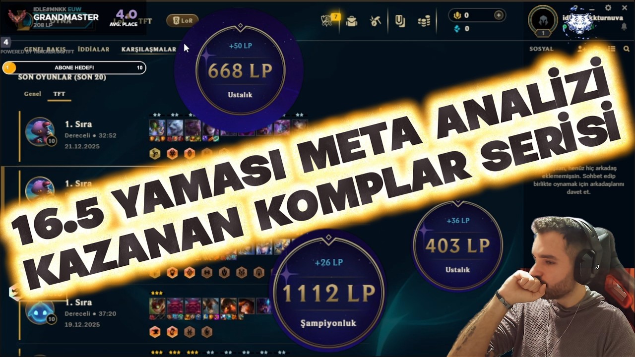 ACIMASIZCA LİG KASTIRAN ANALİZ 16.5 META ANALİZİ KAZANDIRAN KOMPLAR SERİSİ | SET 16 TFT