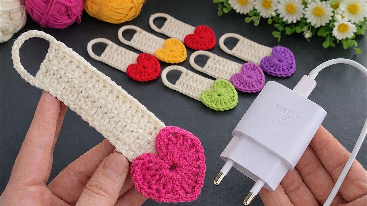 Don’t Throw Away Yarn Scraps! ❤️ Easy Crochet Heart Cable Holder
