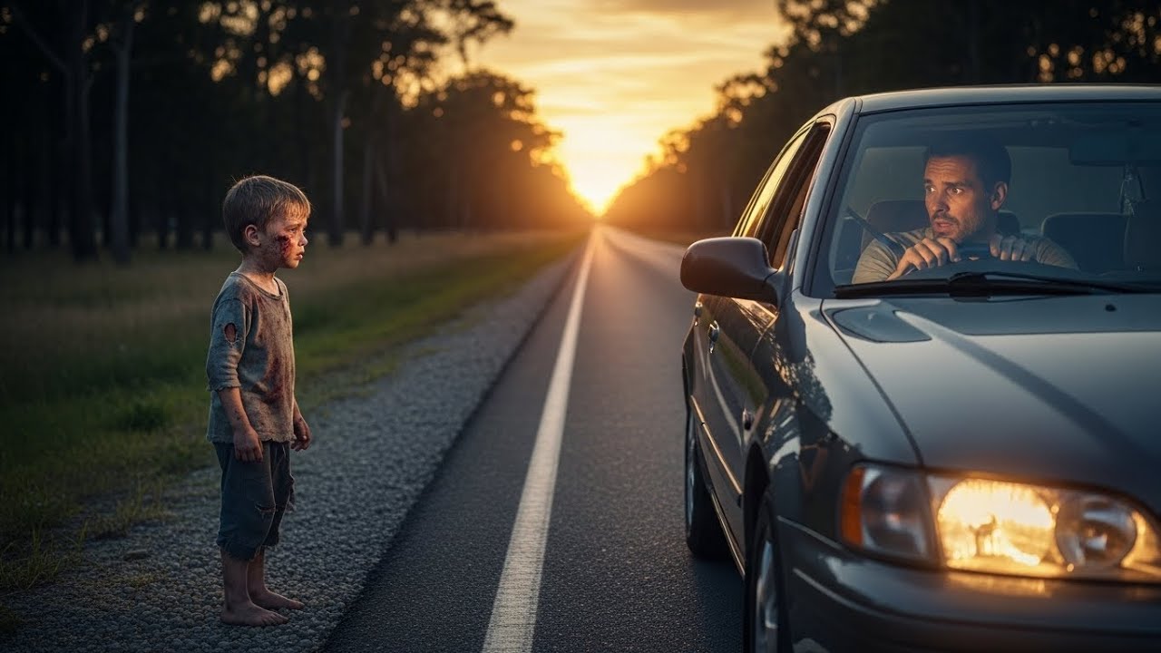 Conductor solitario encuentra a un NIÑO HUÉRFANO herido en la carretera y descubre algo impactante
