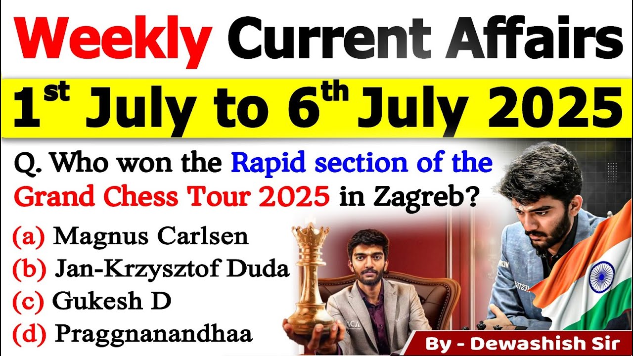 1st July to 6th July 2025 | July 2025 Weekly MCQ Current | July Current Affairs 2025 #current #mcq