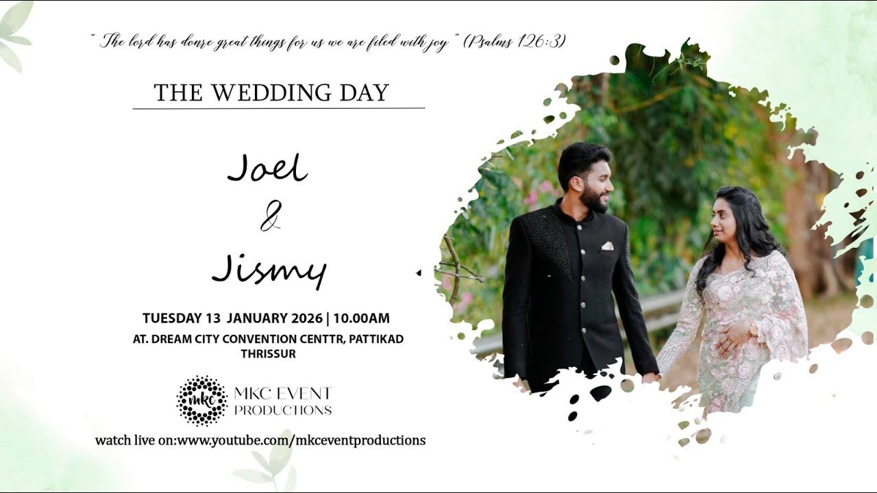 JOEL & JISMY| WEDDING LIVE WEBCAST | 13-01-2026 | IST 10.00 AM | MKC EVENT PRODUCTIONS