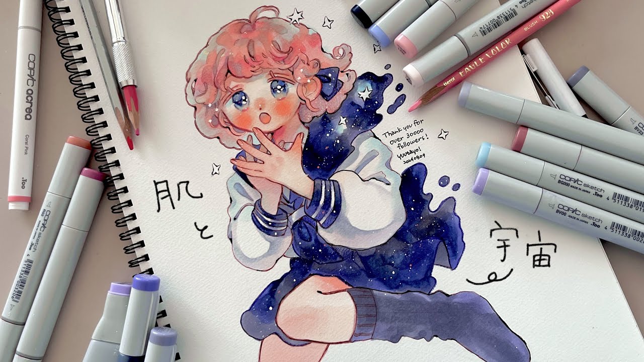 \ コピック/ 最近の肌と宇宙の塗り方