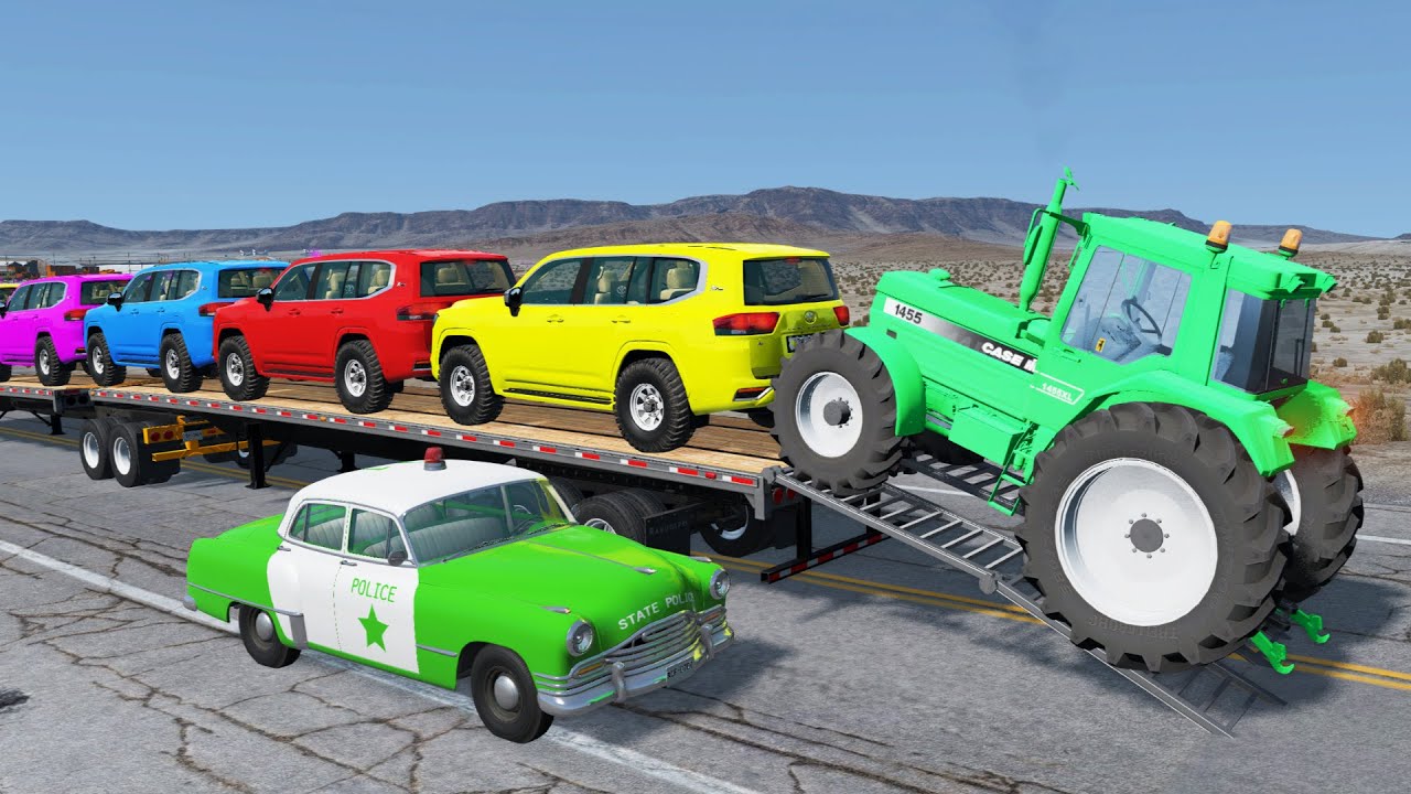 Flatbed Truck Mcqueen | Transportation with Truck - Pothole vs Car #01 - BeamNG.Drive
