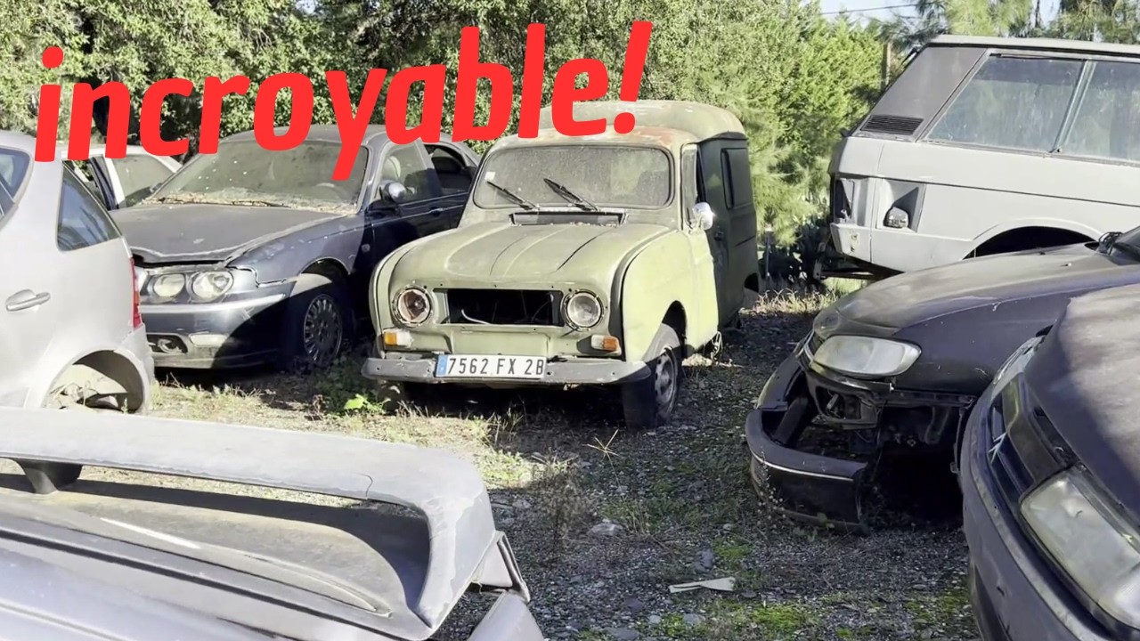 J'ai visité une casse abandonnée avec Estafette, R4, R5, mercedes, jeep, golf cabriolet...
