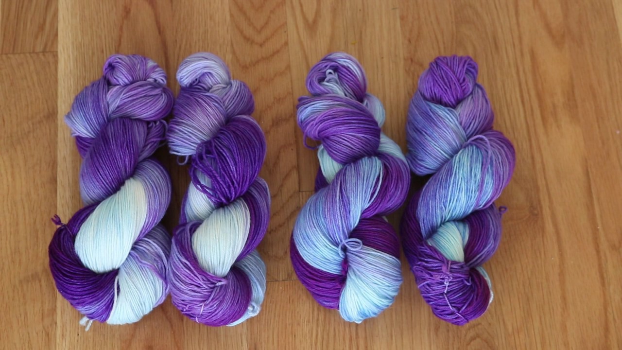 Breaking Wilton's Violet Food Coloring; Dip Dyeing Two Skeins at a Time