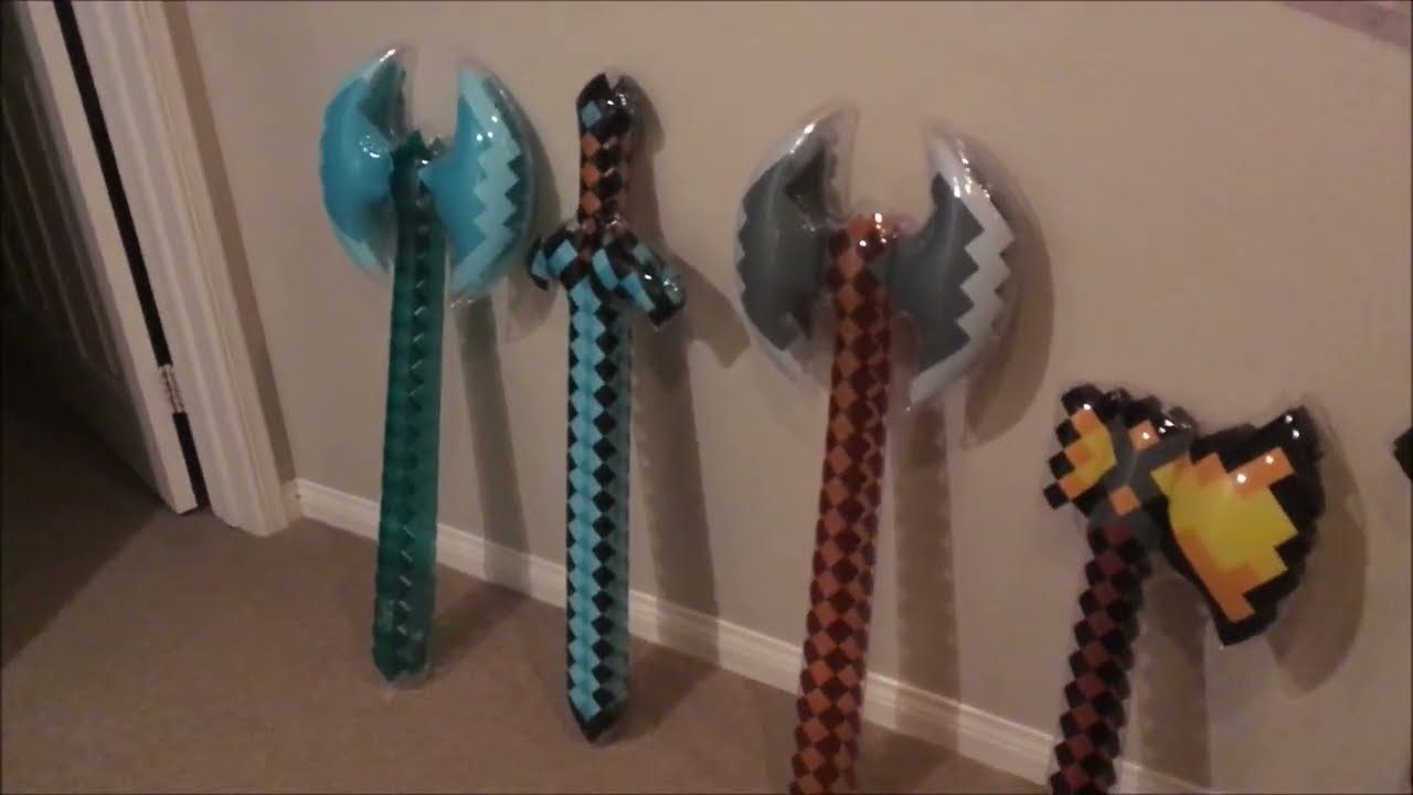 6-pack, Pixel Hatches, Swords, and Axes 2 of each Minecraft inflatable (Not Official)