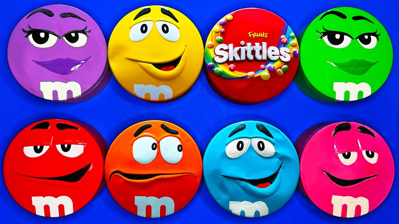 Satisfying Video | ASMR Unpacking Skittles Chewies and Tasty M&M'S Candy From Glossy Containers