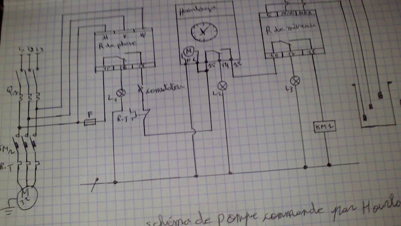 schéma de pompe immerge commande par horloge بالدرجة المغربية