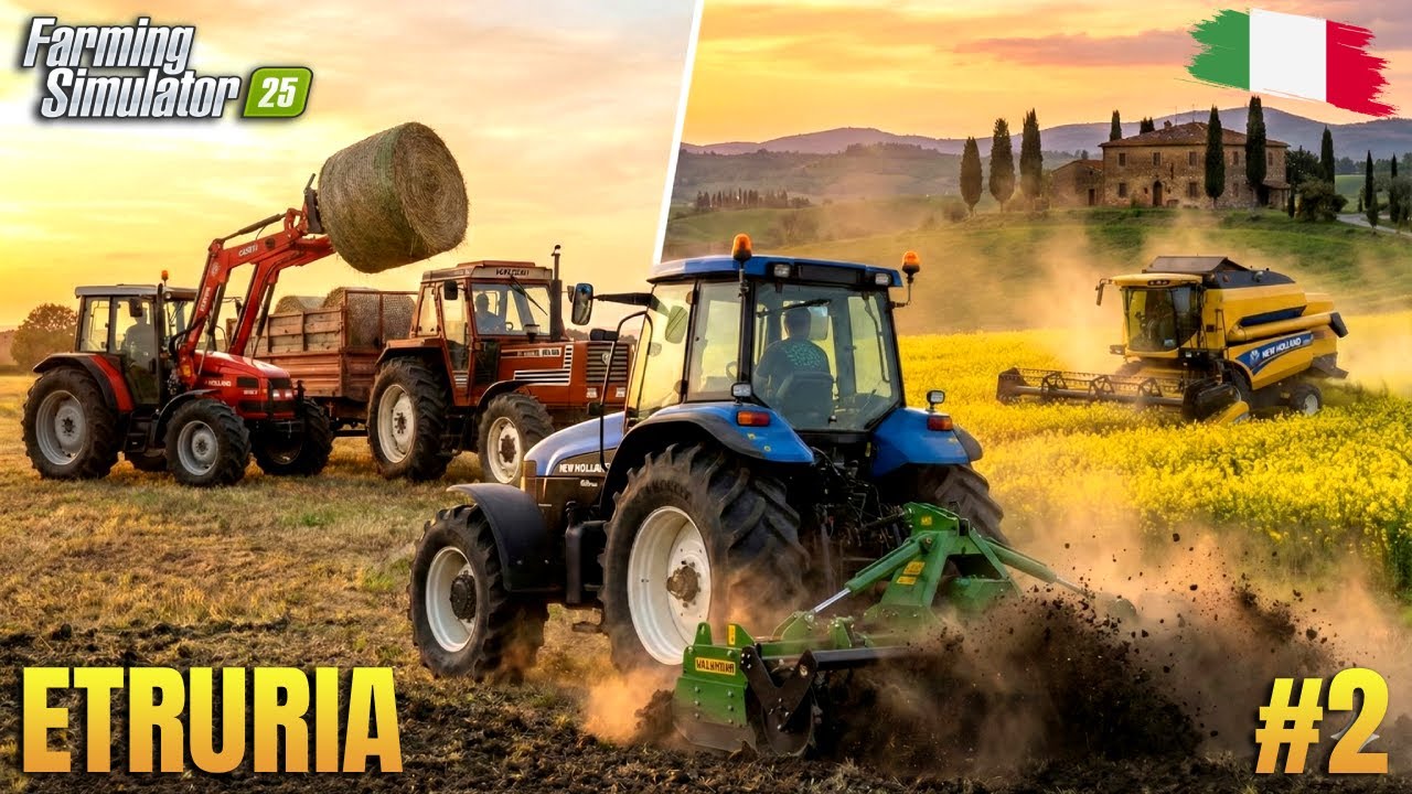 Collecting Bales, Soil Prep with Valentini Diablo & Harvesting Canola│ Etruria│FS 25│Timelapse#2