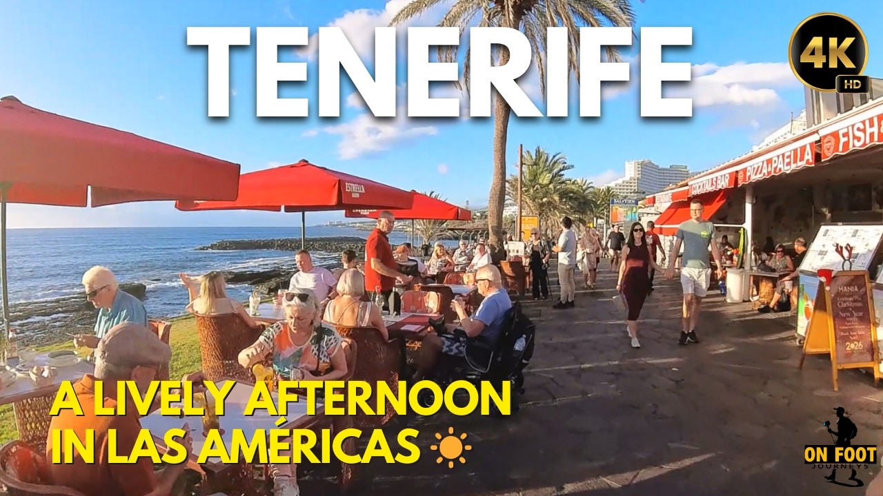 Tenerife 4K Walk - Beach Life on a Sunny Afternoon in Las Am&eacute;ricas☀️🌊 Sun, People & Good Vibes