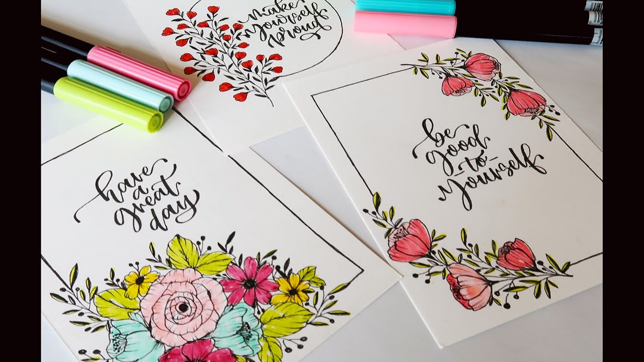 How to make colorful floral Cards\Floral Frames Drawing| Easy Flower Doodle Tutorial for Beginners |