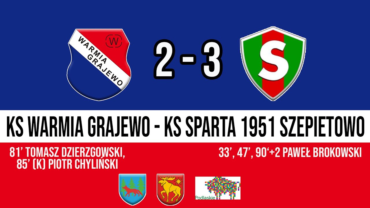26.05.2021 IV LIGA PODLASKA (29 kolejka) WARMIA Grajewo - SPARTA 1951 Szepietowo
