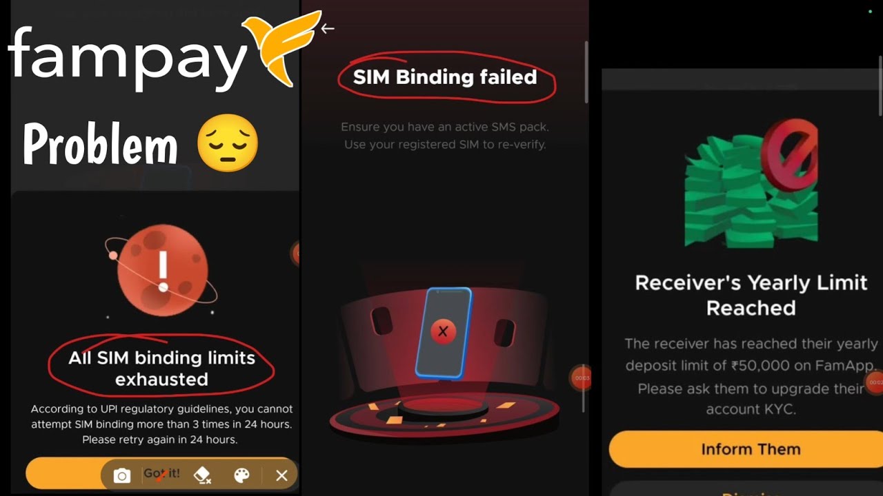 Fampay SIM Binding Limits | Sim Binding Failed | Receiver Yearly Limit Reached Problem Solve 