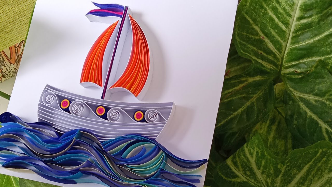 Paper quilling swirl technique used in making paper quilling boat : DIY