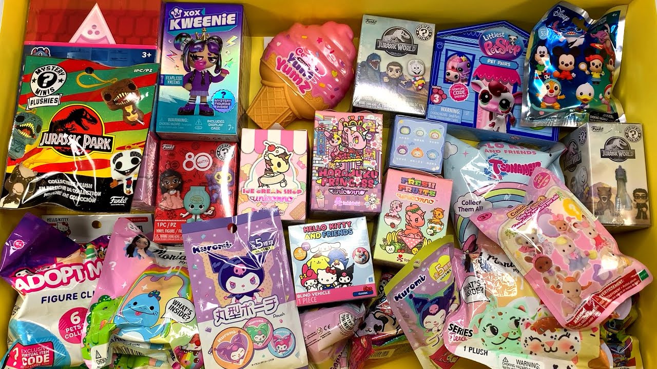 47 minutes of mystery surprise blind boxes Tokidoki, Sanrio, LPS, Disney ASMR Unboxing Sounds