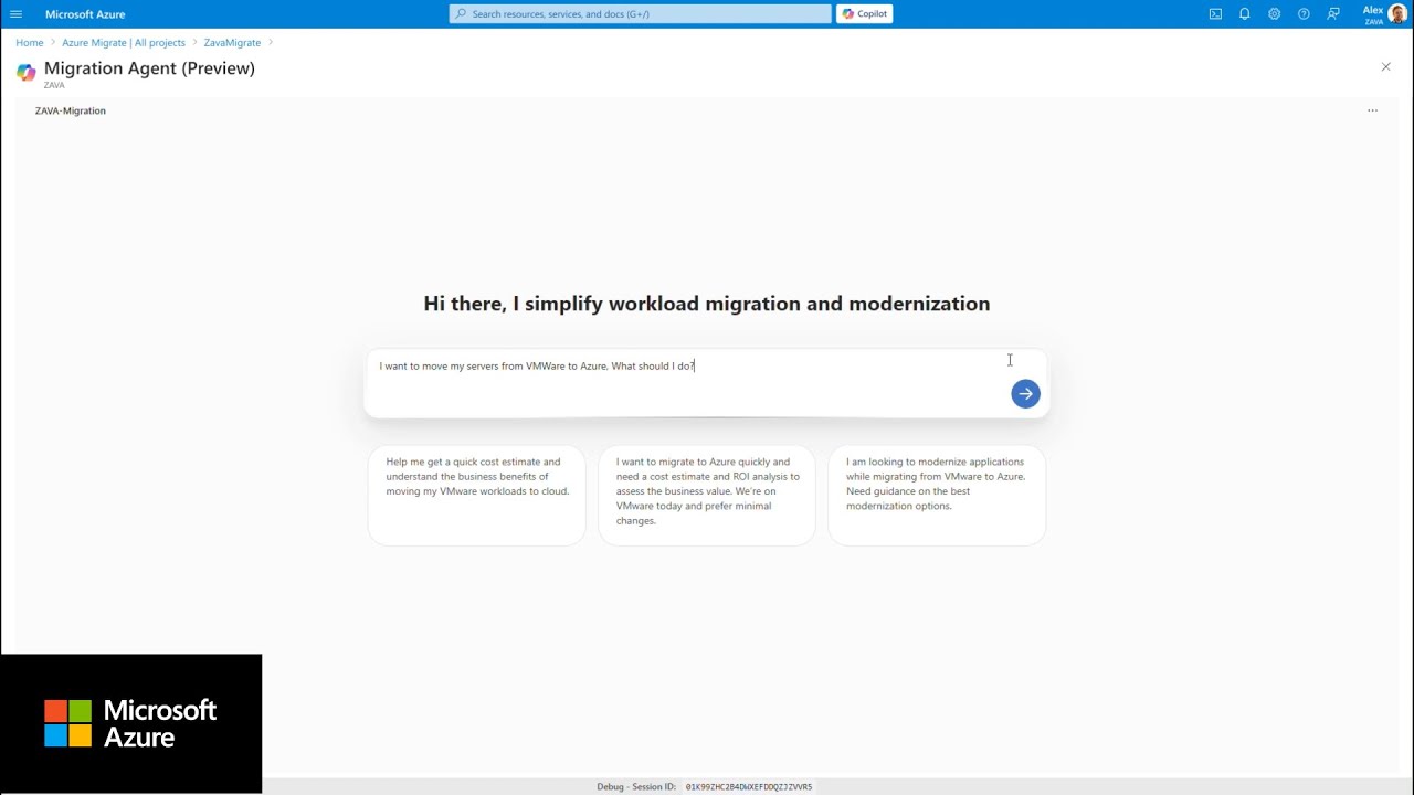 Azure Migrate agentic rehosting of VMware