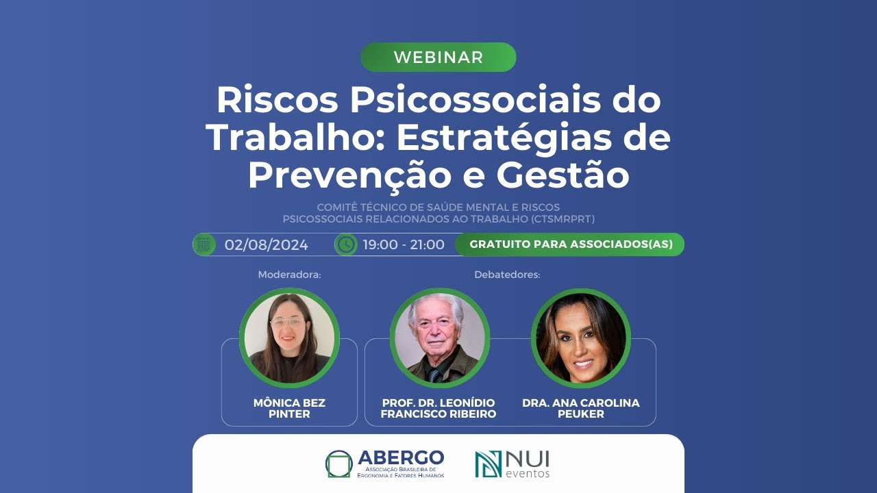 Webinar ABERGO - Riscos Psicossociais do Trabalho: Estratégias de Prevenção e Gestão