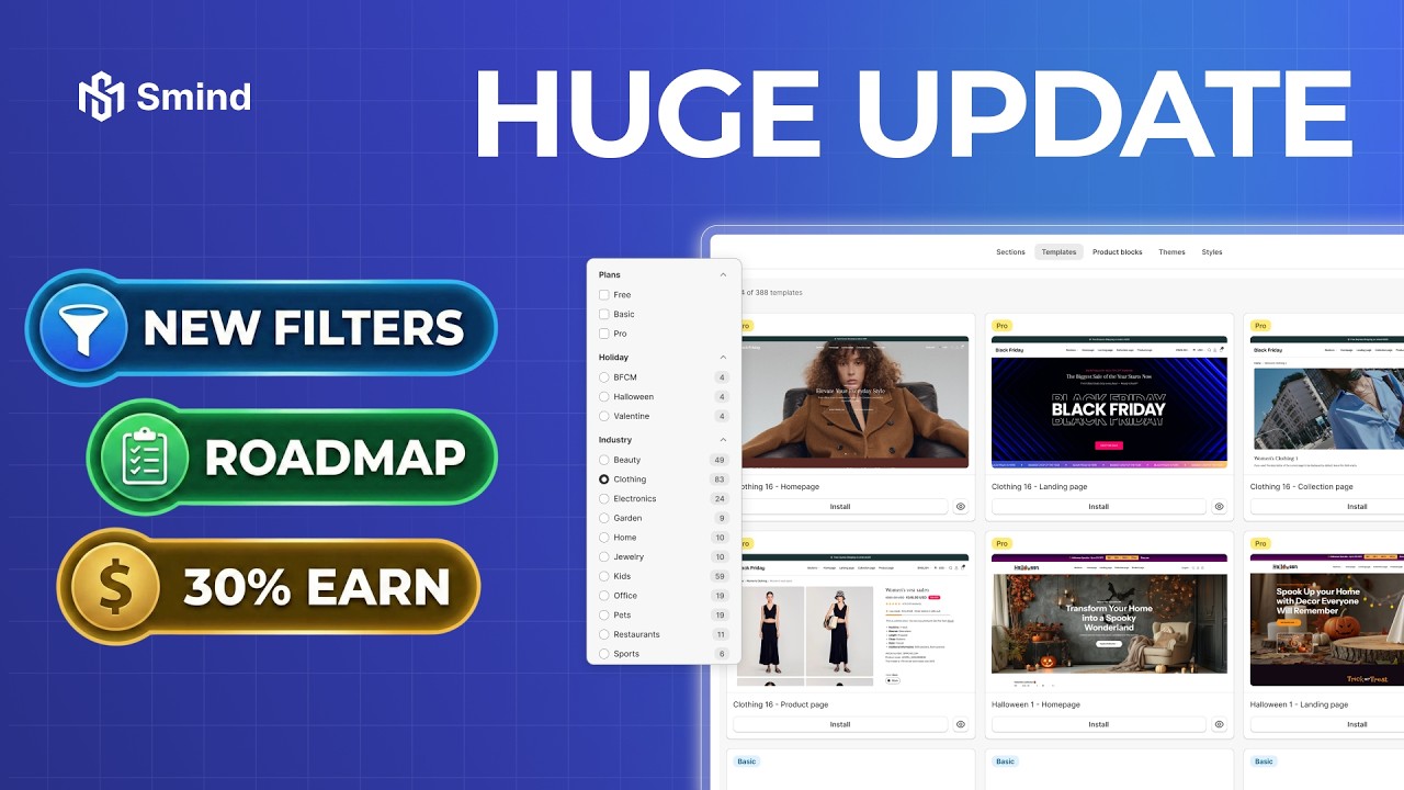 Smind In-app Update: Industry Filters, Public Roadmap & Affiliate Commission